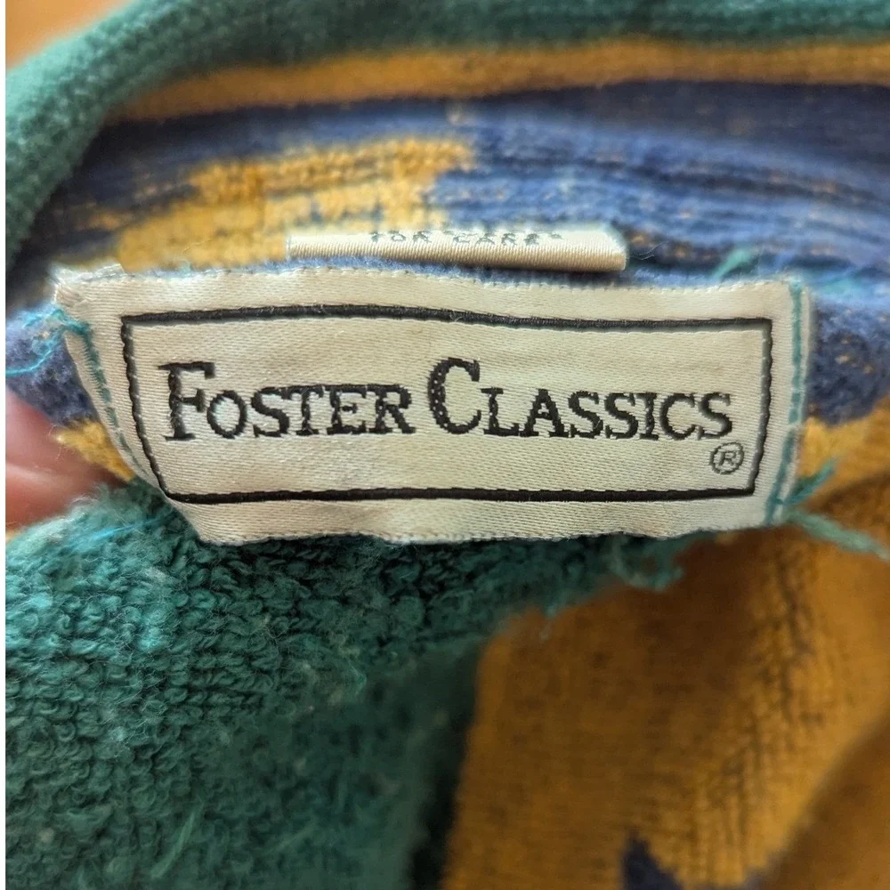Foster Classics Mens Vintage Striped Terry Cloth Robe Green‎ Blue Yellow OSFA